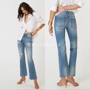 ANTHROPOLOGIE Pilcro Ripped Flare Jean Distressed Blue Size 31 TALL NWT